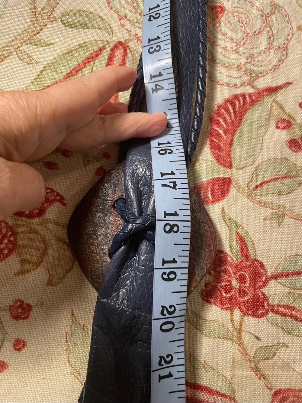 LeatherBraided Navy Leather Belt with Decorative Brown Buckle